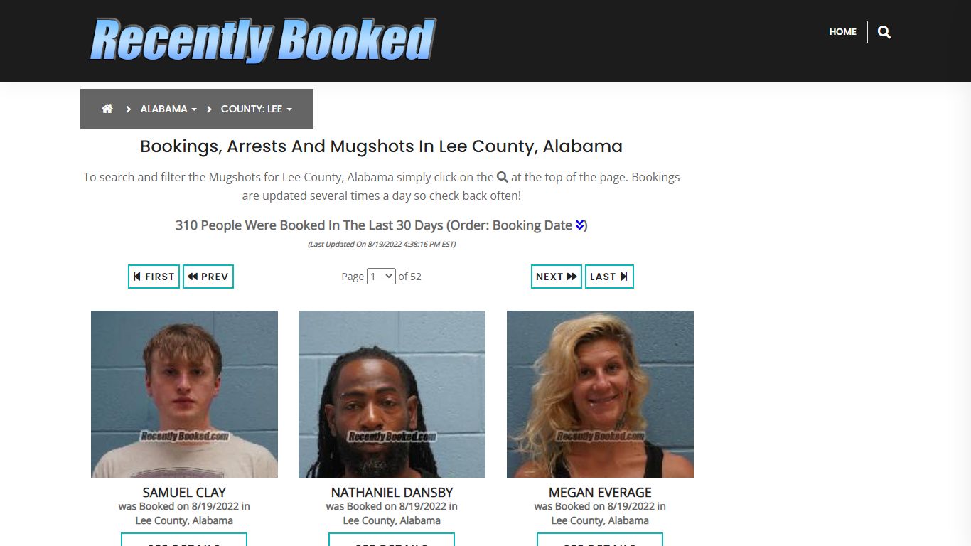 Recent bookings, Arrests, Mugshots in Lee County, Alabama
